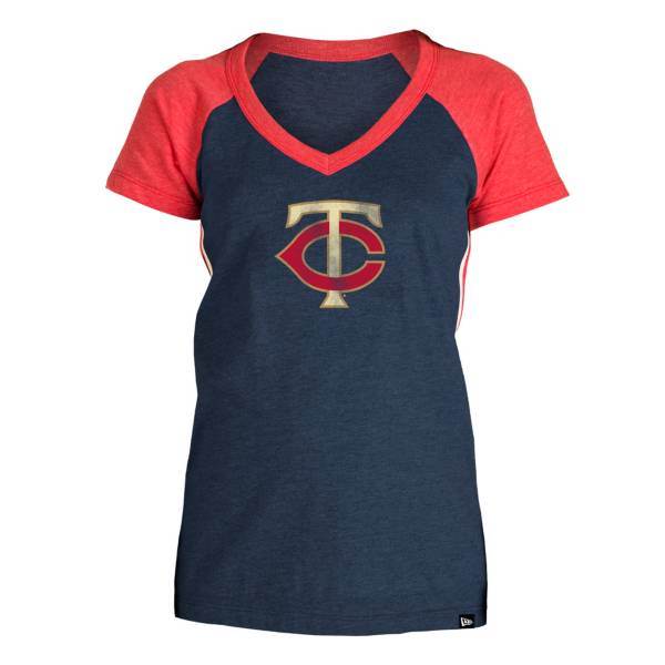 5th & Ocean Women's Minnesota Twins Navy Raglan Tri-blend V-Neck T-Shirt