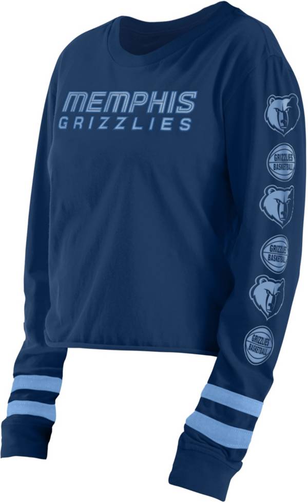 5th & Ocean Women's Memphis Grizzlies Navy Wordmark Long Sleeve T-Shirt