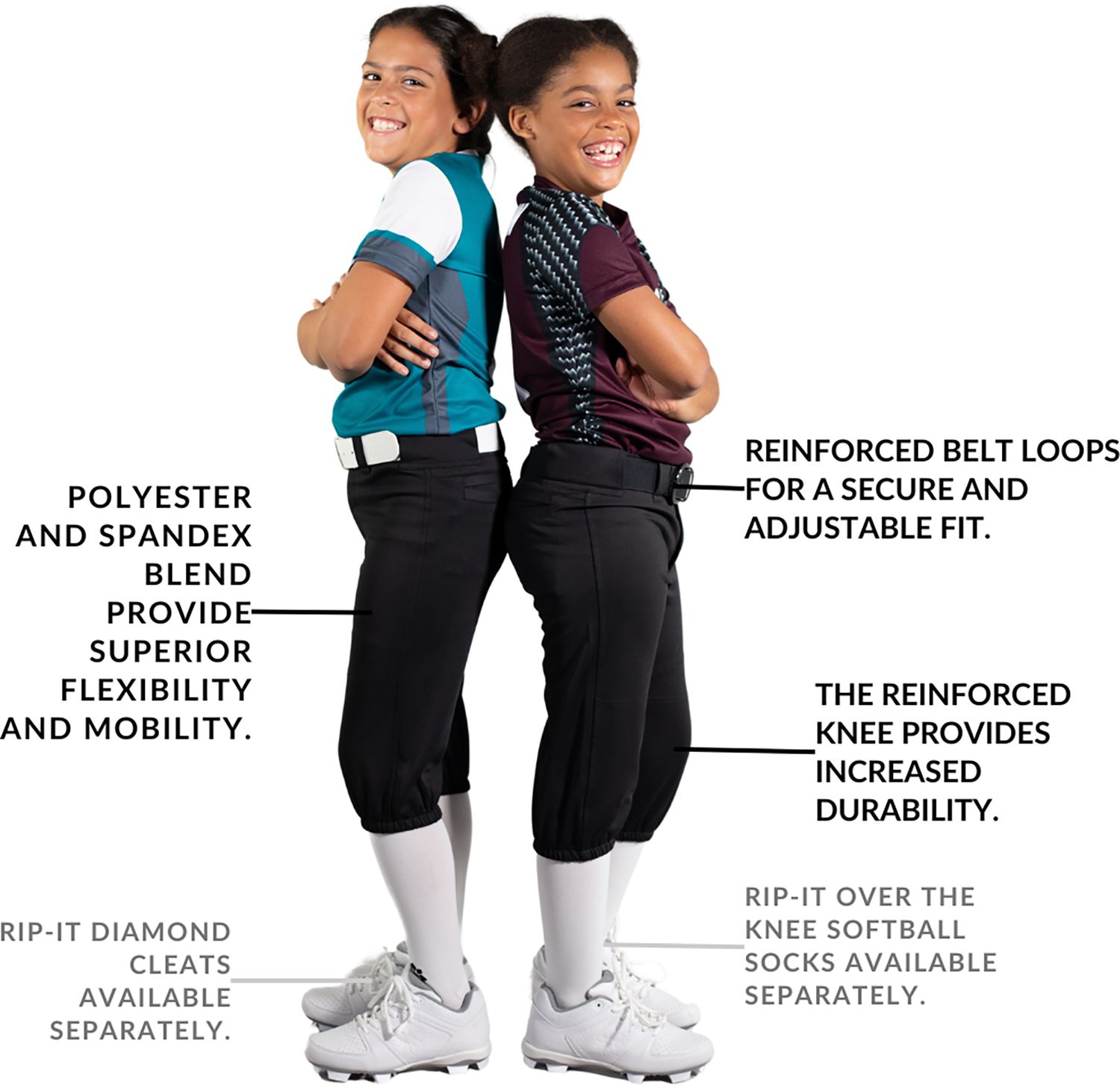 RIP-IT Girls' Revolution Athletic Fit Softball Pants product image
