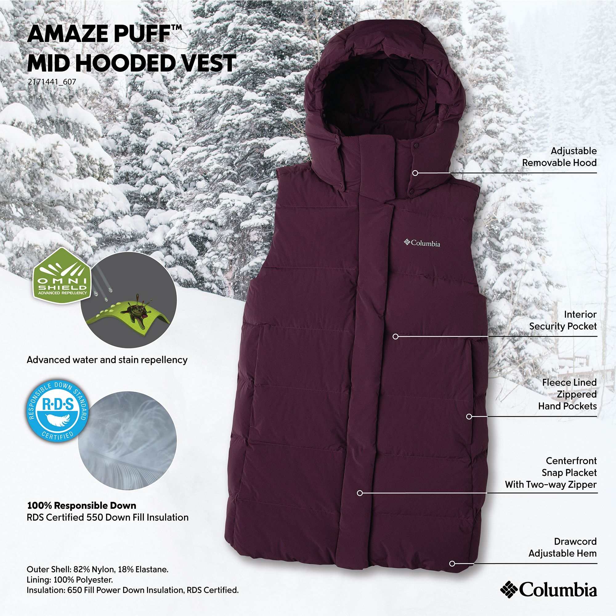 Columbia Women's Amaze Puff Mid Hooded Vest product image