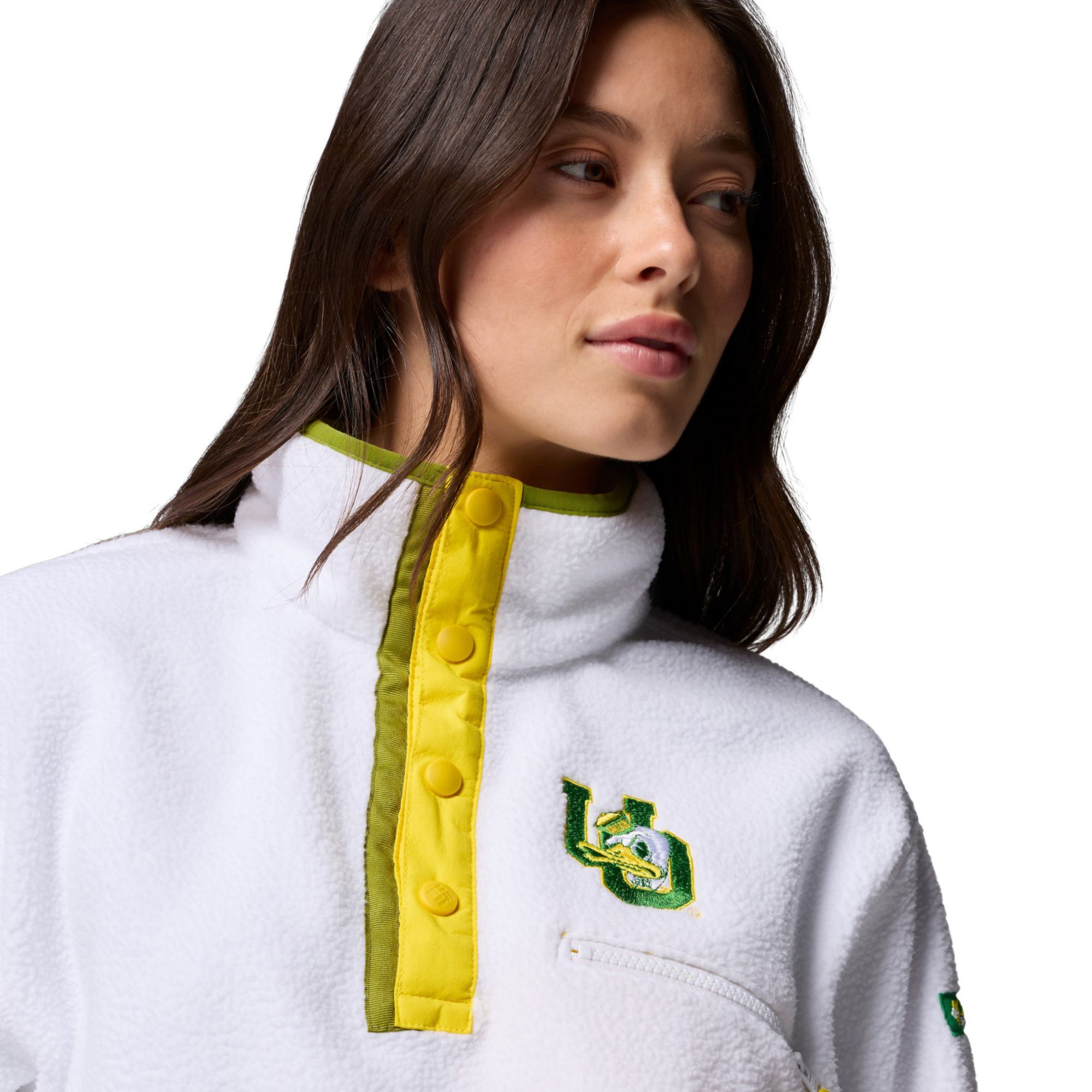 Columbia Women's Oregon Ducks Helvetia Half Snap Fleece Pullover | Dick ...