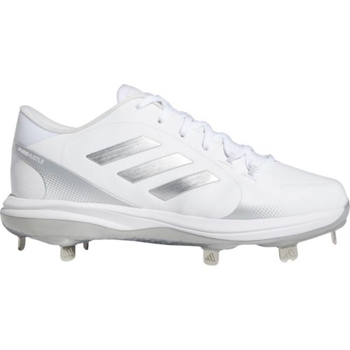 adidas Women's Purehustle 2 Metal Fastpitch Softball Cleats Shoes (White/Silver)