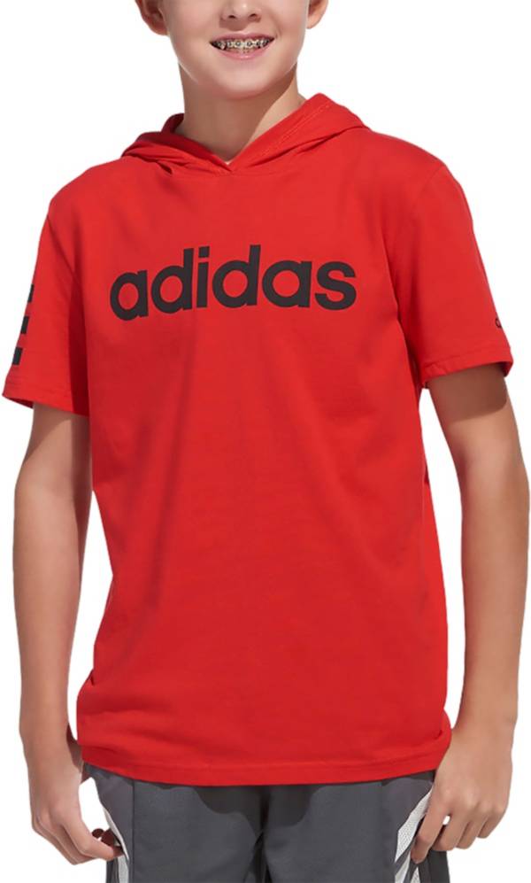 adidas Boys' 3-Stripes Hooded T-Shirt