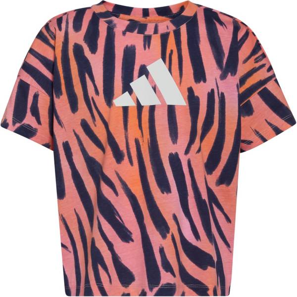 Adidas Girls' Short Sleeve 3-Bar All Over Print T-Shirt product image