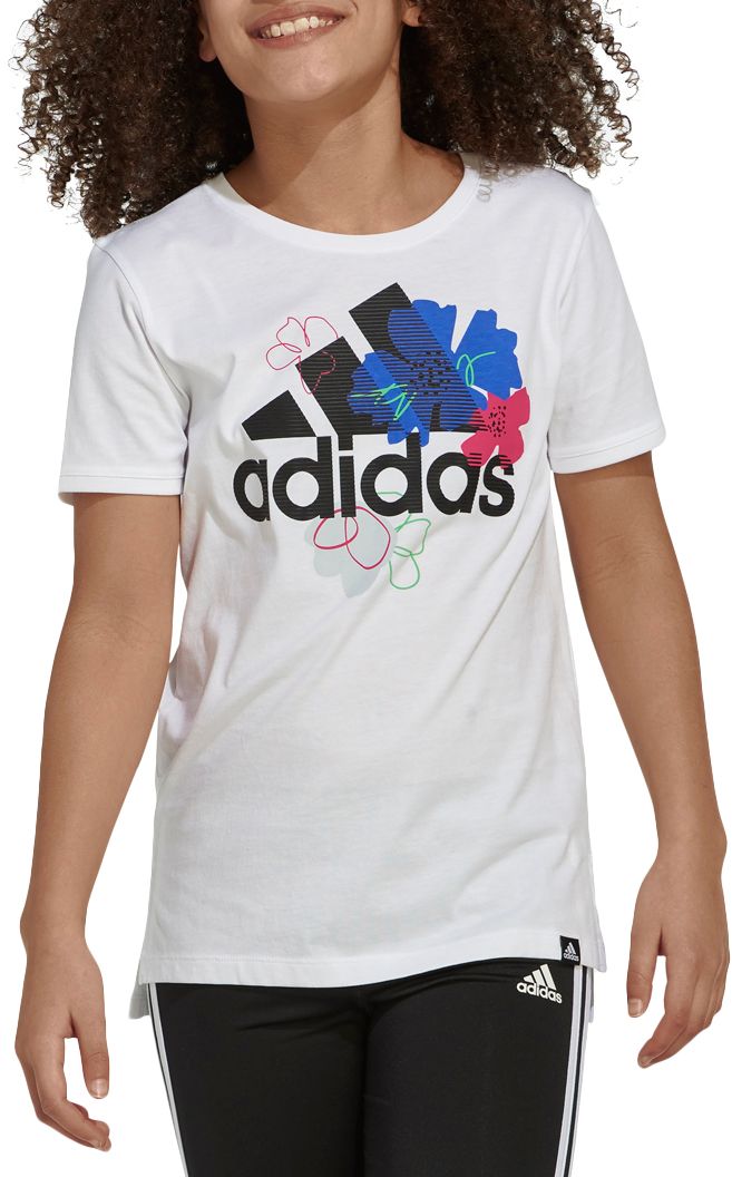 Adidas Girls' Graphic T-Shirt, Small, White