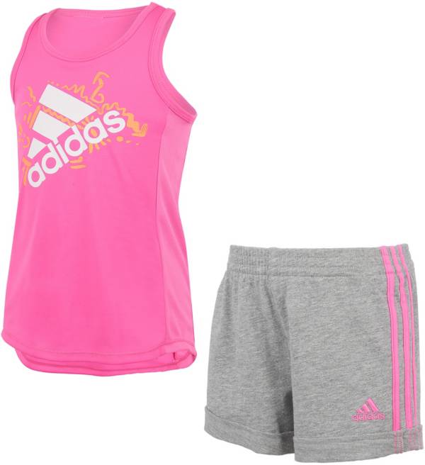adidas Little Girls' Tank Top and French Terry Shorts Set