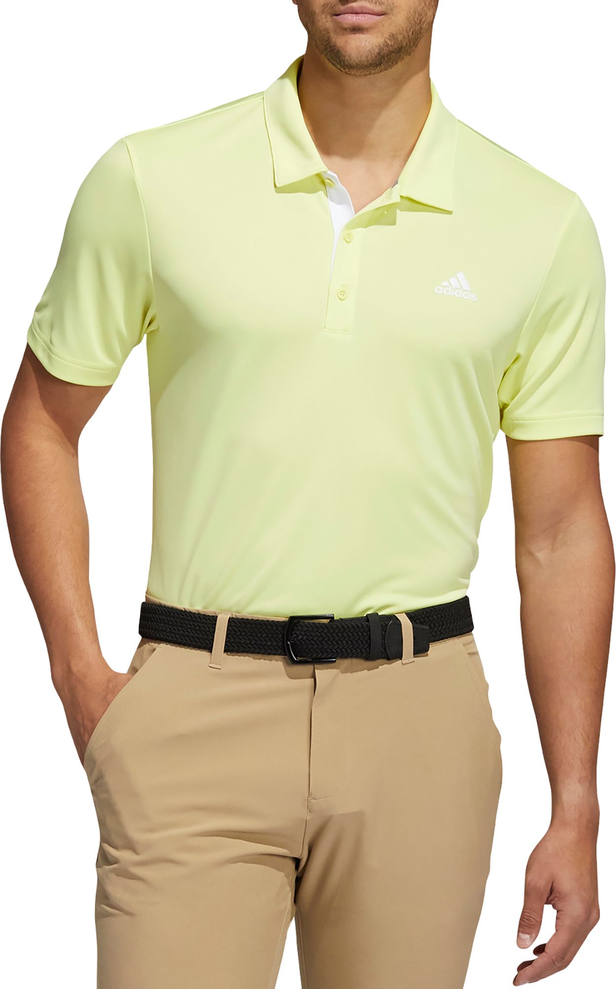 adidas men's drive heather colorblock golf polo