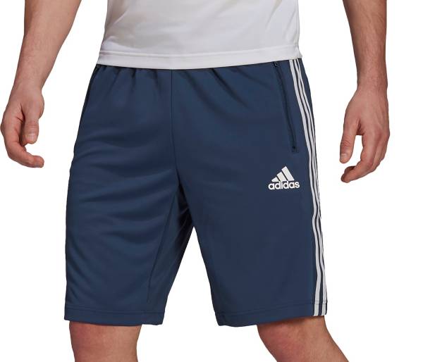 white adidas shorts with blue stripes