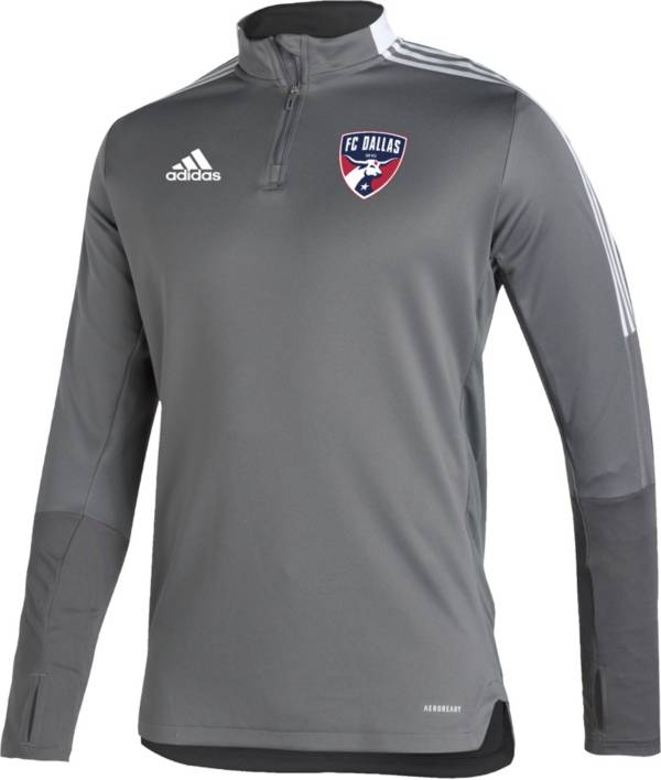 adidas Men's FC Dallas Grey Training Quarter-Zip Pullover Shirt