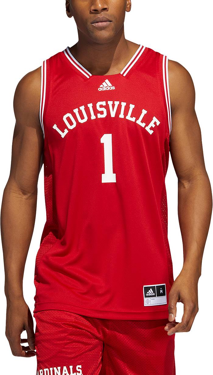 Adidas Men's Louisville Cardinals #1 Cardinal Red Reverse Retro 2.0 Replica Basketball Jersey, Large
