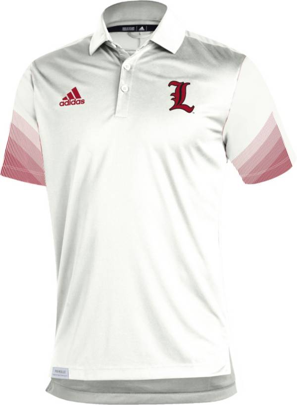 adidas Men's Louisville Cardinals White Primeblue Sideline Performance Polo product image