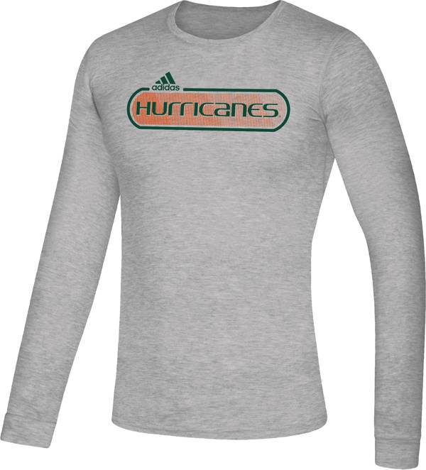 adidas Men's Miami Hurricanes Grey Creator Long Sleeve Performance T-Shirt product image