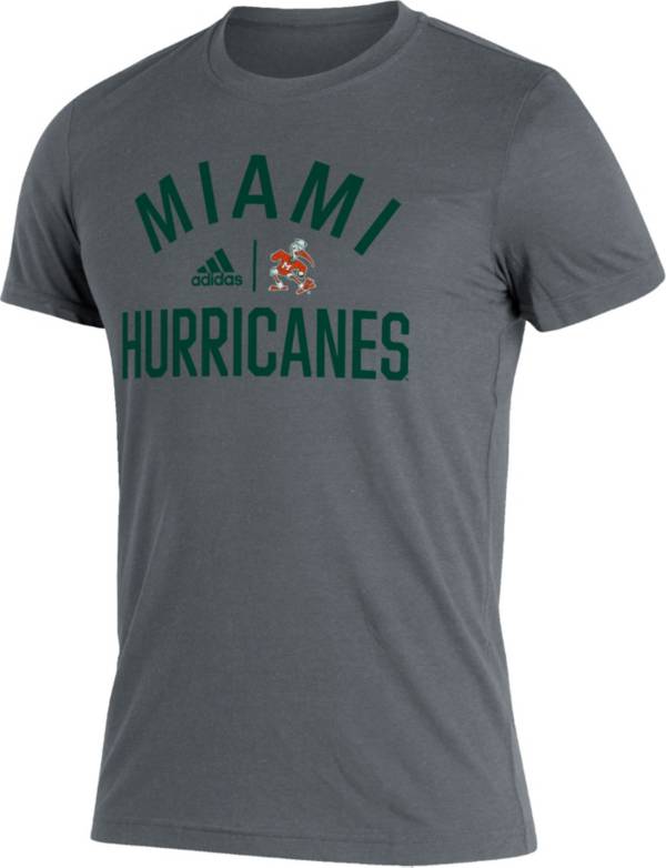 adidas Men's Miami Hurricanes Grey Heritage Blend T-Shirt product image