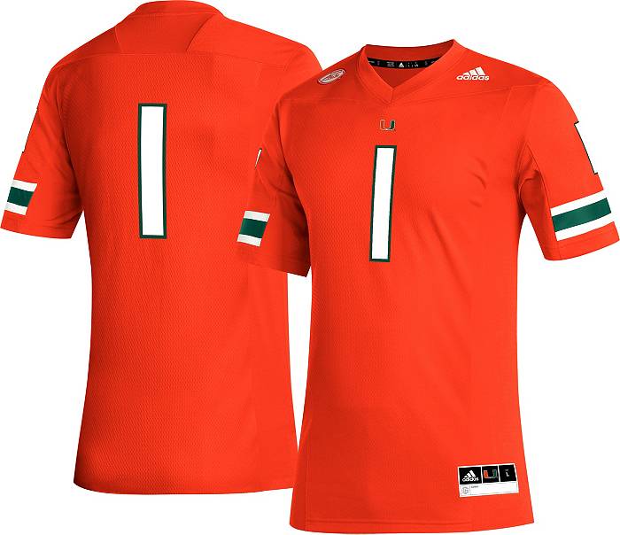 Men's Adidas #1 Orange Miami Hurricanes Team Premier Football Jersey Size: Large