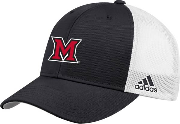 adidas Men's Miami RedHawks Black Adjustable Trucker Hat