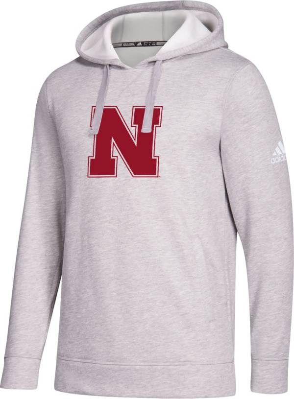 adidas Men's Nebraska Cornhuskers Grey Logo Fleece Pullover Hoodie