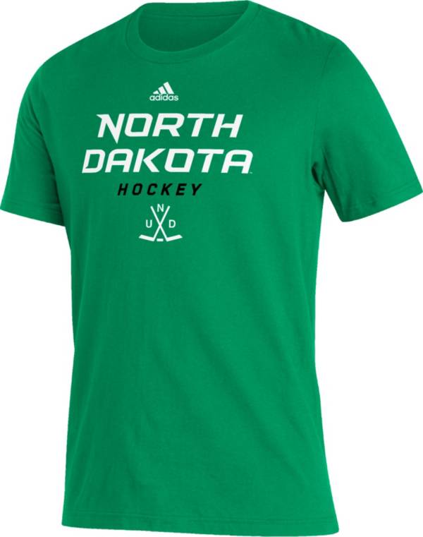 adidas Youth North Dakota Fighting Hawks Green Amplifier Hockey T-Shirt