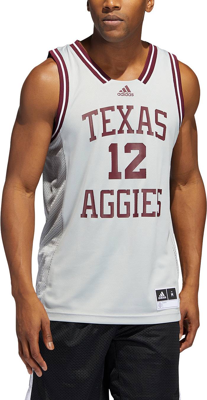 Texas A&M Adidas Reverse Retro Basketball Gray Jersey M / Stone/Maroon