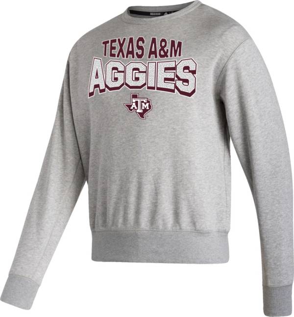 adidas Men's Texas A&M Aggies Grey Vintage Crew Pullover Sweatshirt product image