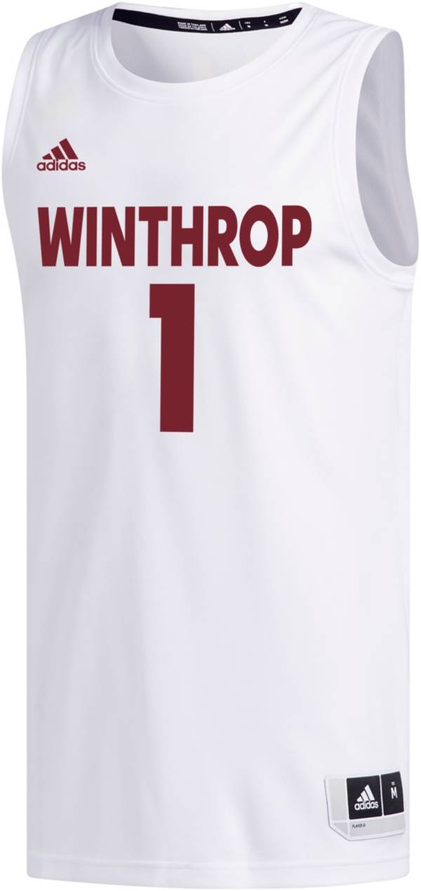 adidas Men's Winthrop Eagles #1 White Replica Swing Basketball Jersey
