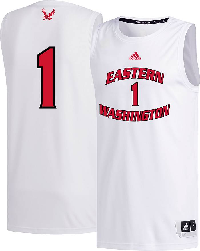 adidas Men's Eastern Washington Eagles #1 White Replica Swing Basketball  Jersey