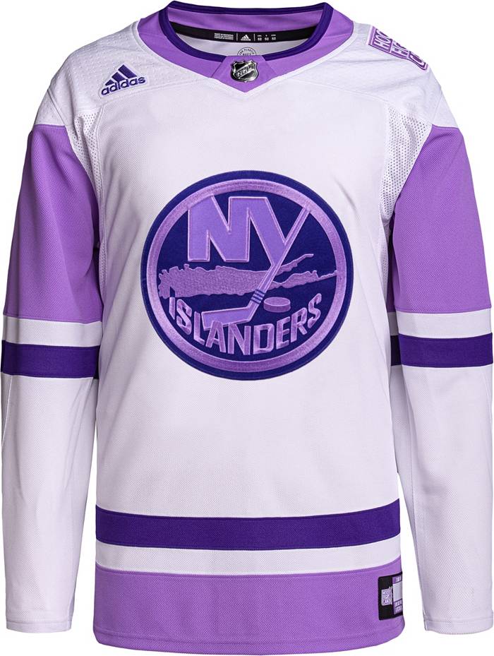 Adidas New York Islanders Primegreen Men's Hockey Fights Cancer Jersey (46/Small) White