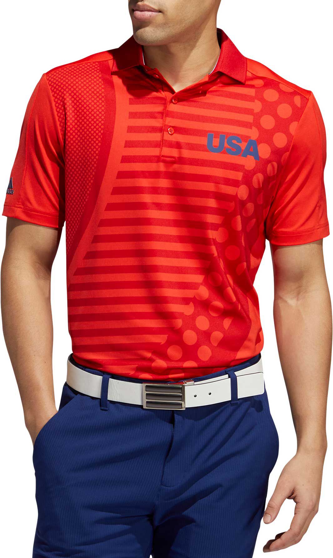 mens red adidas polo shirts
