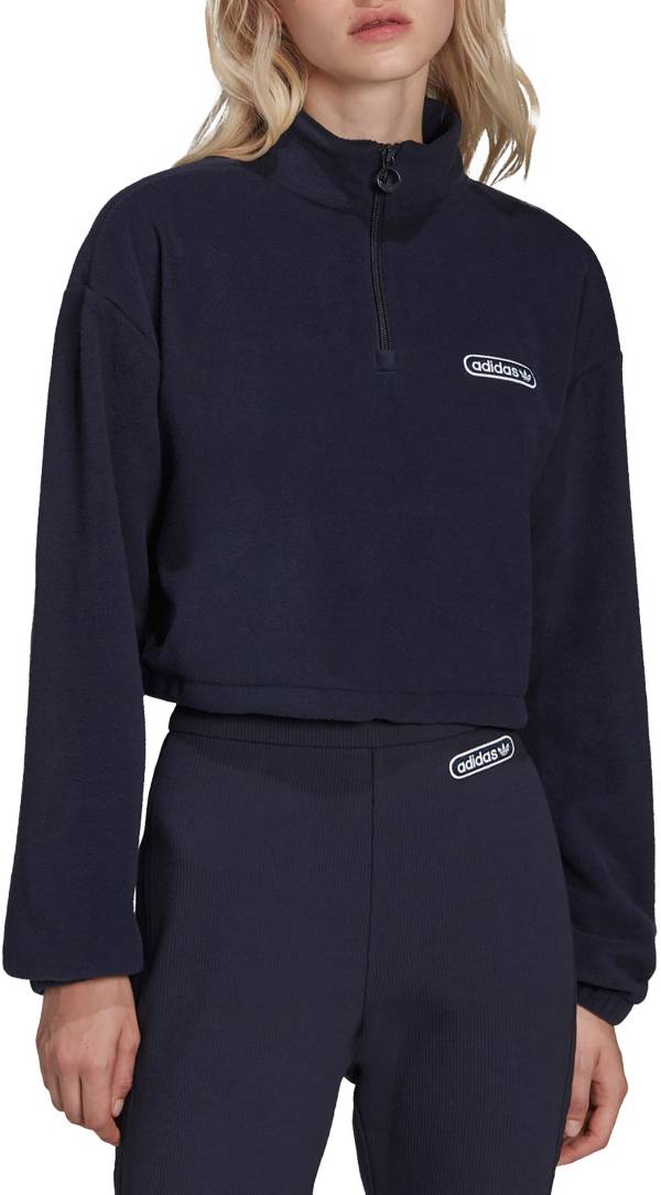 adidas Originals Women's Retro Luxury 1/4 Zip Cropped Sweater