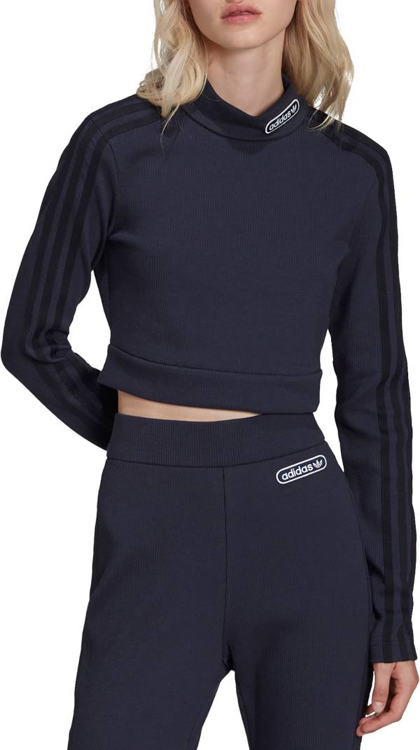 adidas Originals Women's Retro Luxury Cropped Long Sleeve Shirt