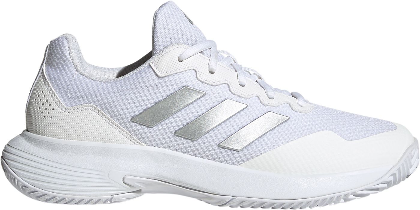 Adidas Women s Gamecourt 2 Tennis Shoes White Silver White 9