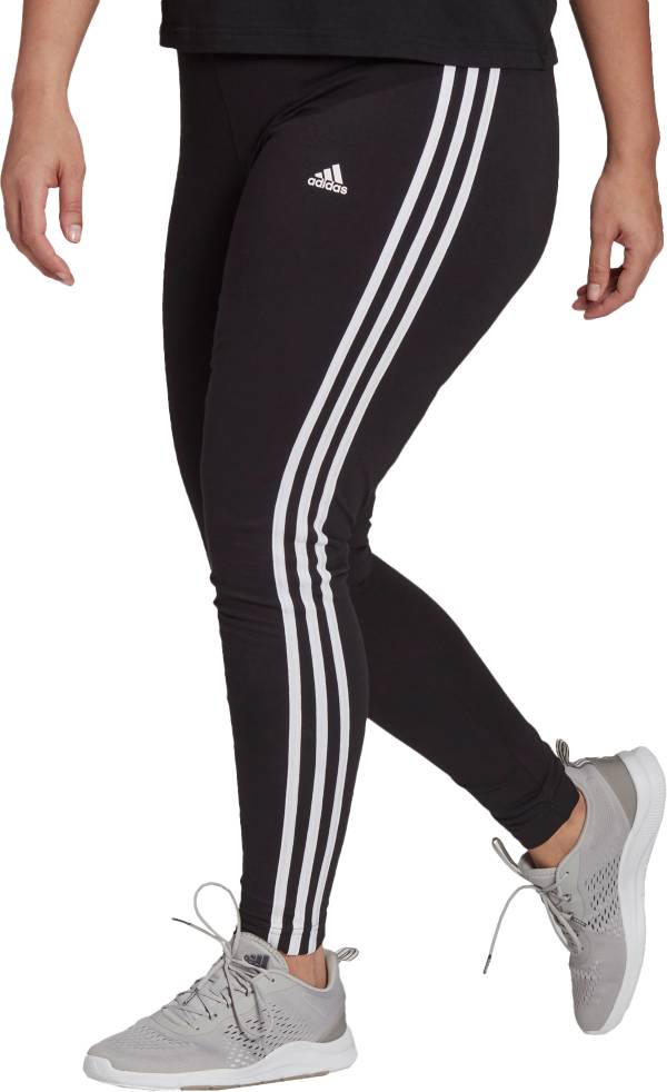 Adidas Women's 3 Stripe High Waist Active Leggings, Charcoal/White