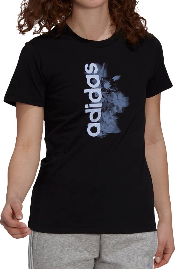 adidas Women's Vertical Floral Graphic T-Shirt