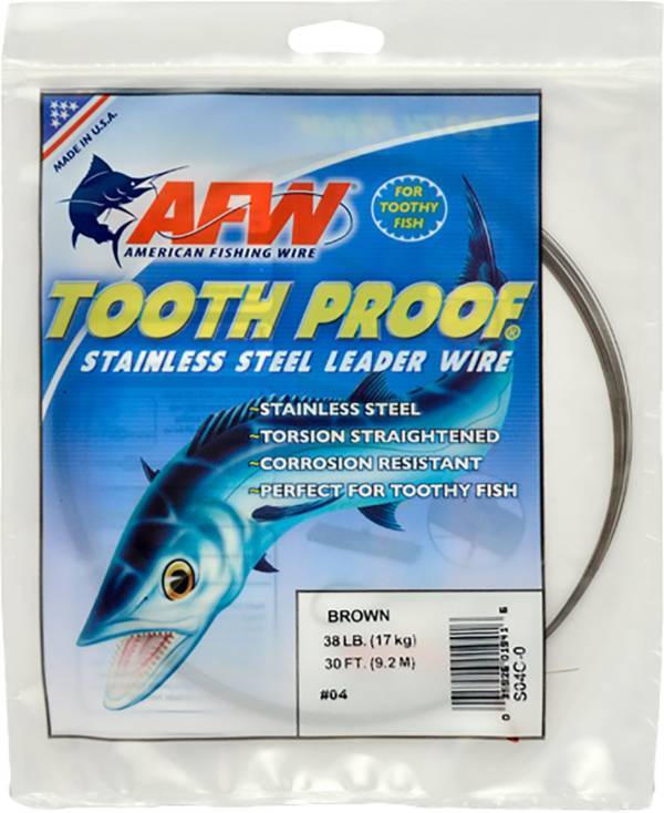 American Fishing Wire Tooth Proof Stainless Steel Single Strand Leader ...