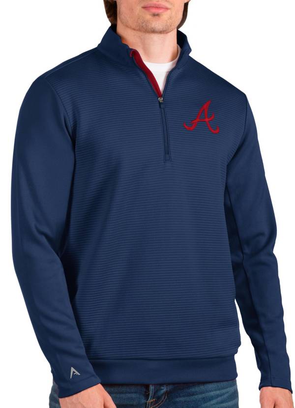 Antigua Men's Atlanta Braves Navy Quarter-Zip Pullover product image