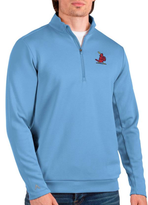 Antigua Men's St. Louis Cardinals Light Blue Quarter-Zip Pullover