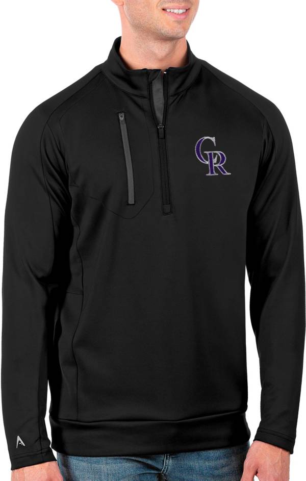 Antigua Men's Tall Colorado Rockies Generation Black Half-Zip Shirt