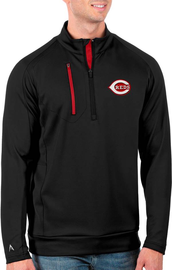 Antigua Men's Tall Cincinnati Reds Generation Black Half-Zip Shirt