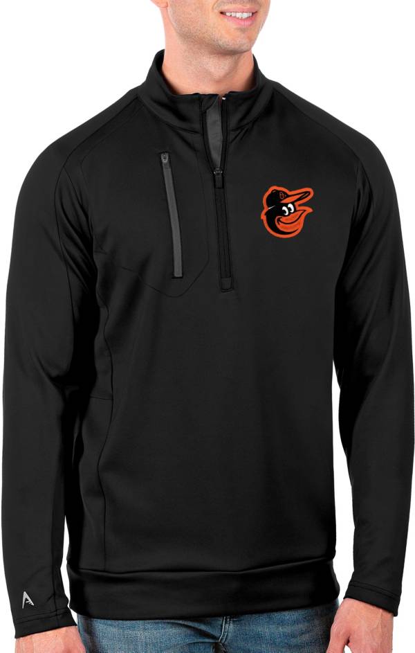 Antigua Men's Tall Baltimore Orioles Generation Black Half-Zip Shirt