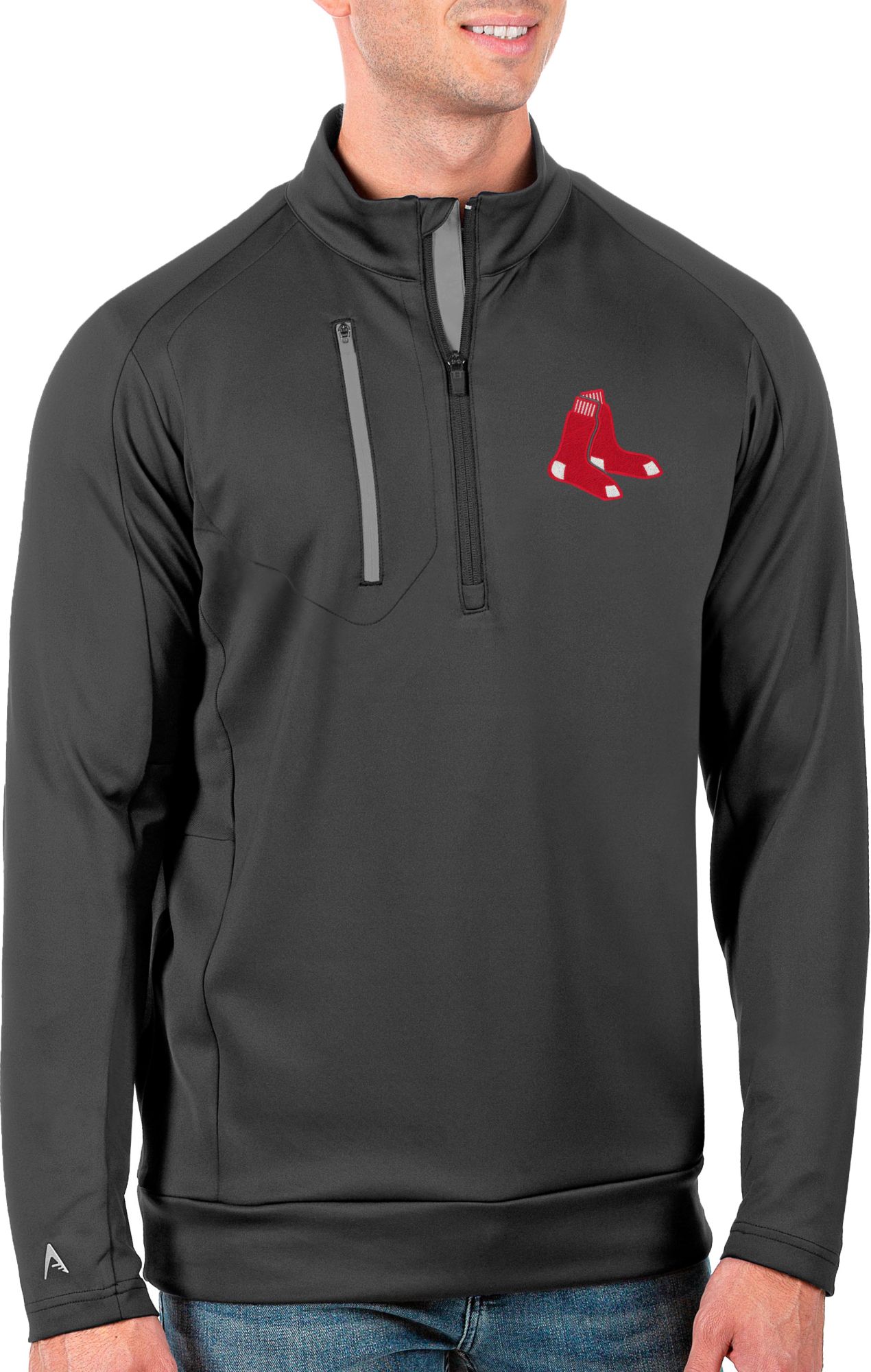 Antigua Men's Tall Boston Red Sox Generation Carbon Half-Zip Pullover