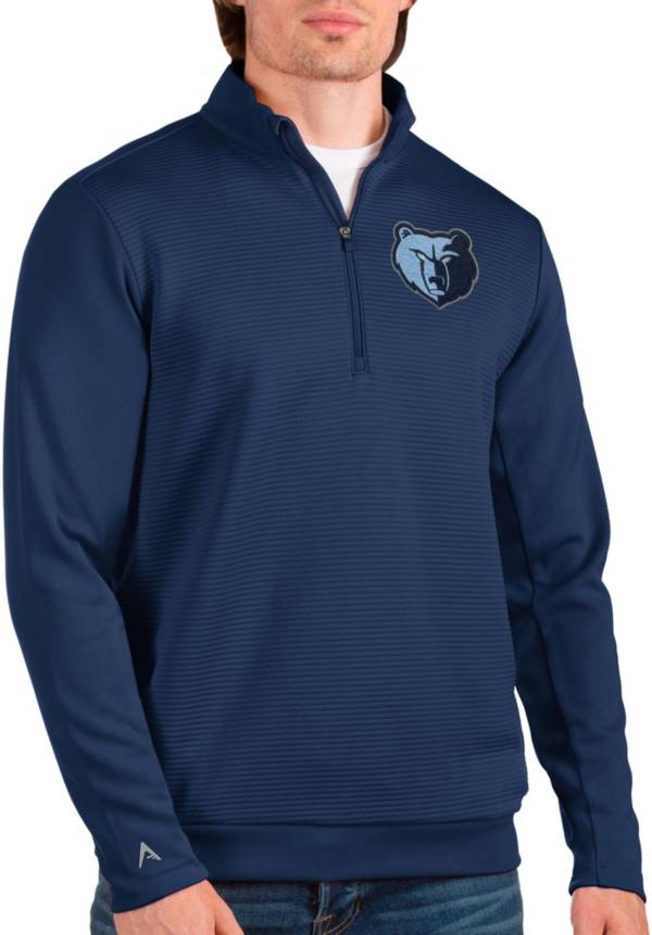 Antigua Men's Memphis Grizzlies Navy Odyssey Quarter-Zip Pullover