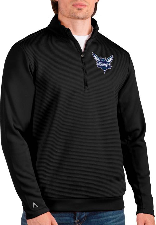 Antigua Men's Charlotte Hornets Black Odyssey Quarter-Zip Pullover product image