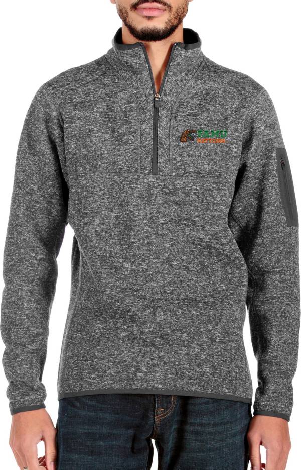 Antigua Men's Florida A&M Rattlers Grey Fortune Quarter-Zip Pullover Shirt product image