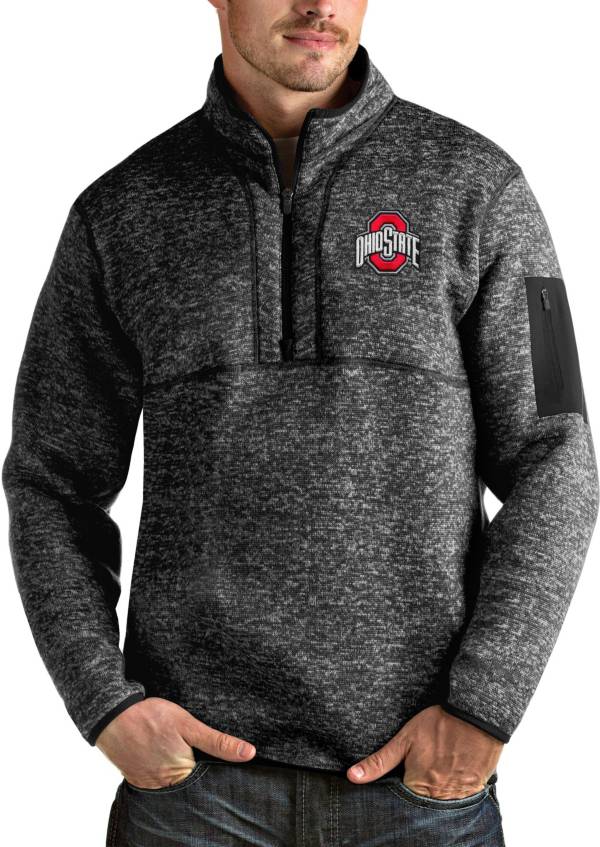 Antigua Men's Ohio State Buckeyes Black Fortune QuarterZip Pullover