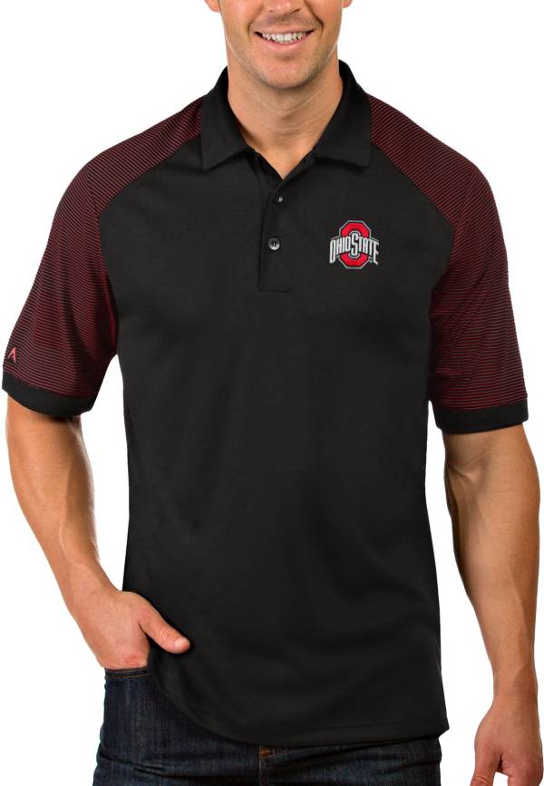 Antigua Men's Ohio State Buckeyes Black Engage Performance Polo