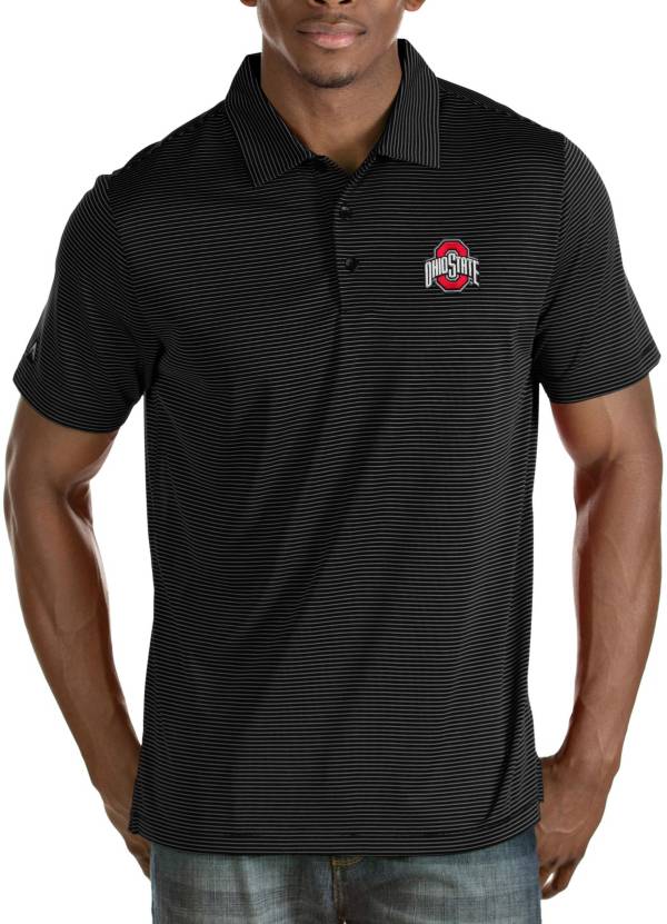 Antigua Men's Ohio State Buckeyes Black Quest Performance Polo