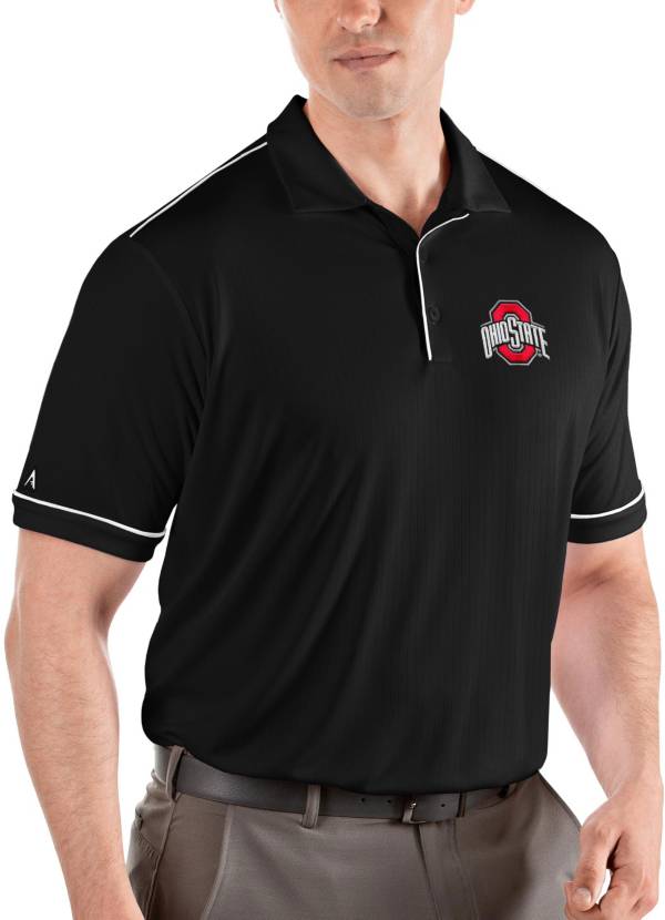 Antigua Men's Ohio State Buckeyes Black Salute Performance Polo