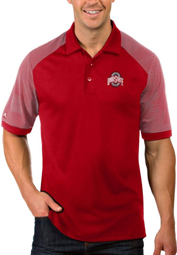 Antigua Men's Ohio State Buckeyes Scarlet Engage Performance Polo