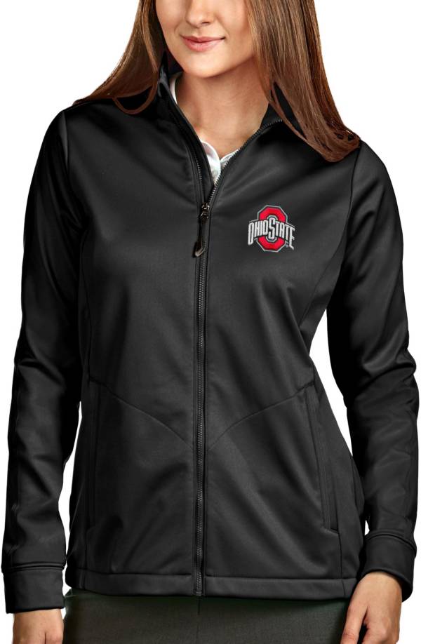 Antigua Women's Ohio State Buckeyes Black Full-Zip Golf Jacket