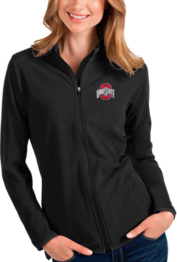 Antigua Women's Ohio State Buckeyes Black Glacier Quarter-Zip Pullover Shirt