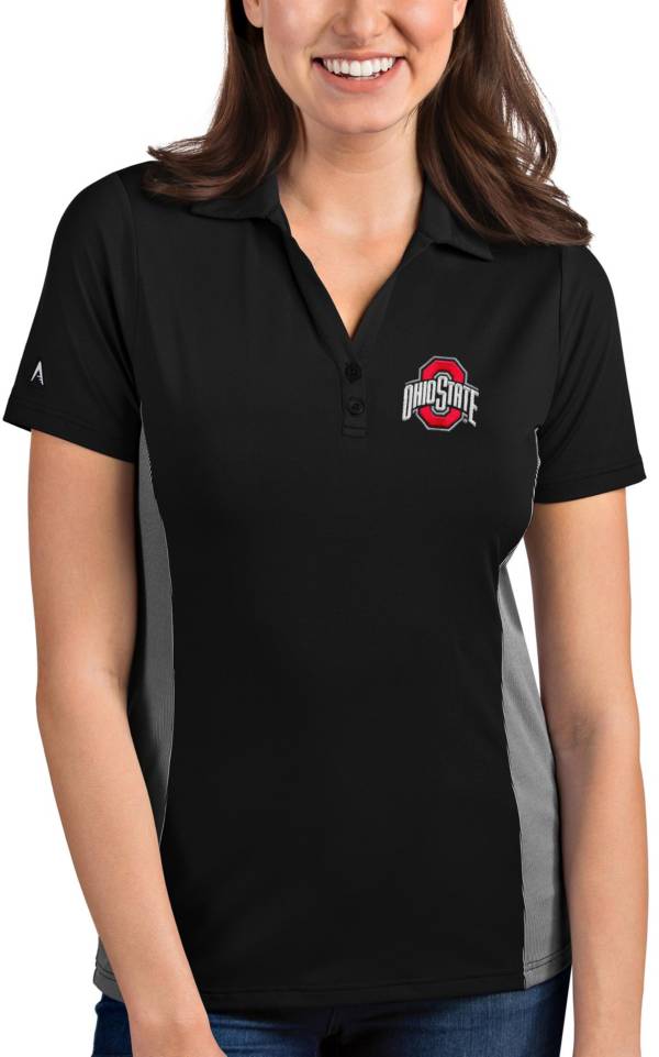 Antigua Women's Ohio State Buckeyes Black Venture Polo